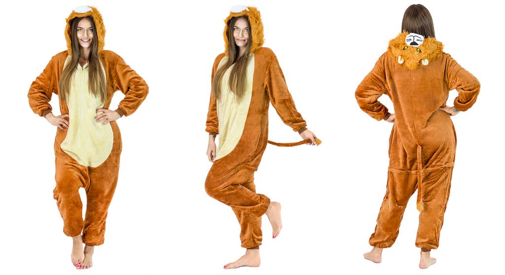 Warm men's pajamas lion kigurumi adult onesie jumpsuit m Onesie Lion Costume - S