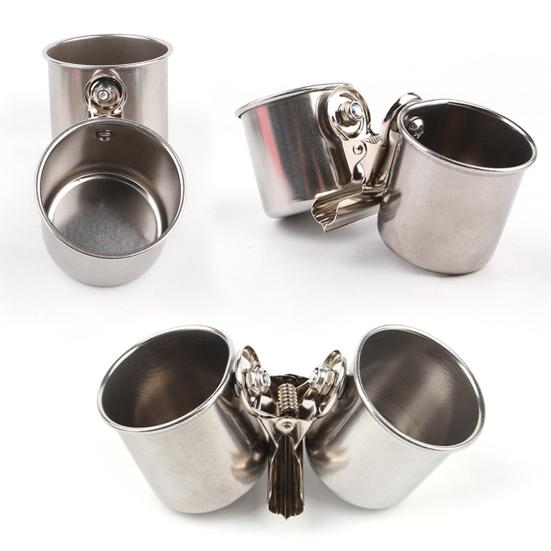 Кормушка для птиц с зажимом, нержавеющая сталь, кормушка для попугаев, миска для воды, устойчивая к грызению, легкая