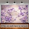 2D Elegant Purple Flower Butterfly Themed Birthday Decor Banner