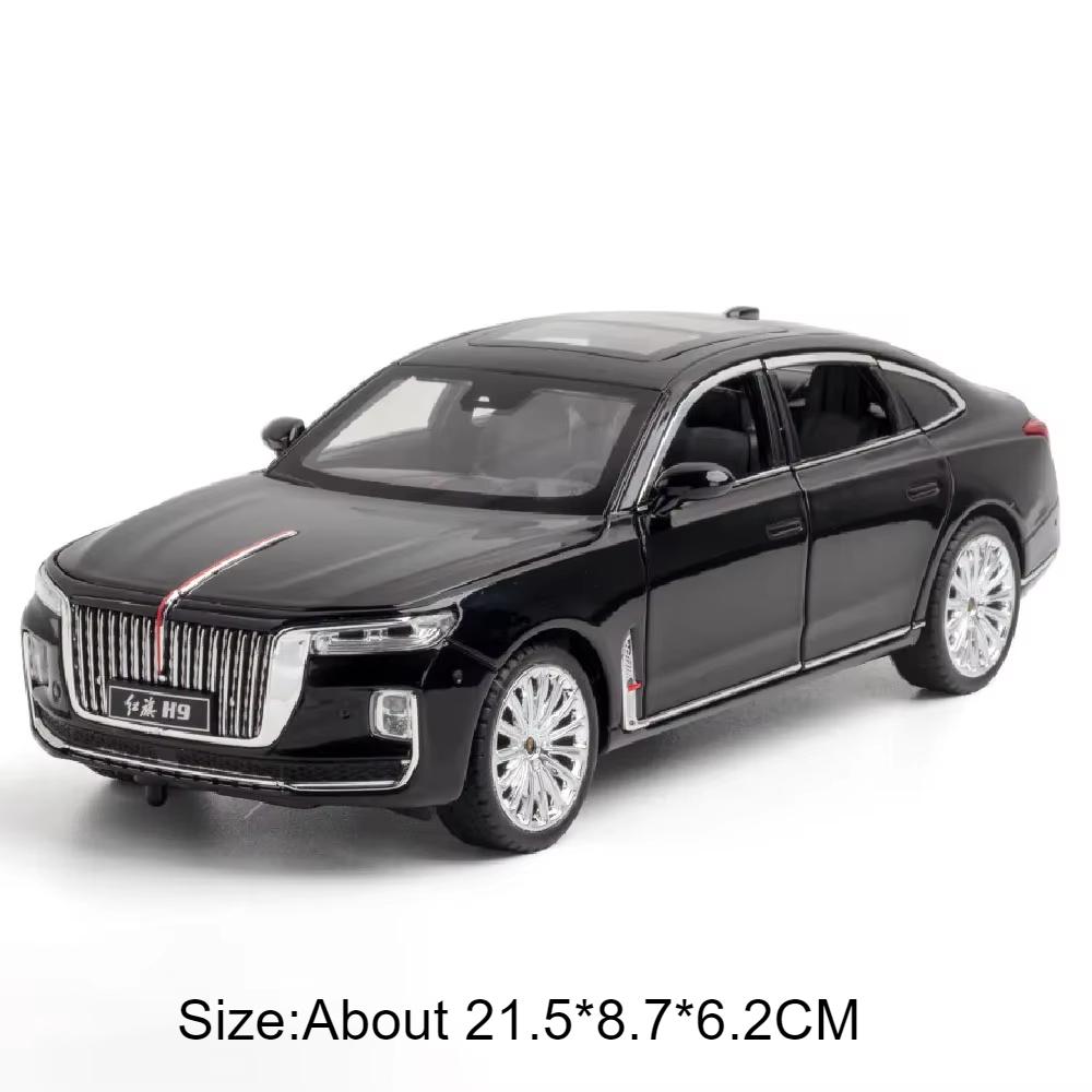 1:24 HONGQI H9 L5 Модель из сплава Литая под давлением игрушечная машинка Звук Свет Оттягивание Двери открываются Переднее колесо поворачивается Транспортное средство Коллекционный орнамент