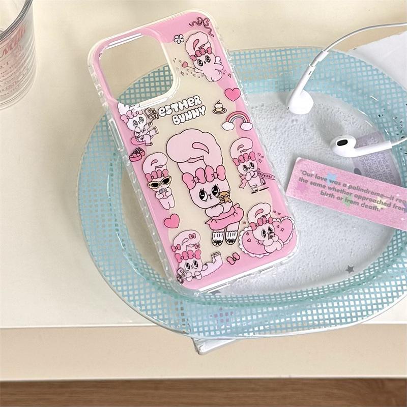 Розовый градиентное сердце Чехол для iPhone 17/16 Pro Max/15/14 - Дизайн Кролик Эсмеральда