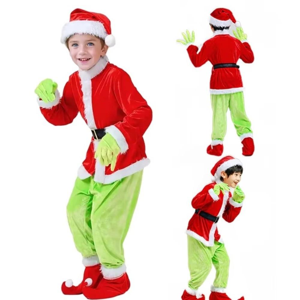 Fancy Elf Costume Green Furry Animals Party Dress Up New Santa Claus Costume Outfit Party Festival