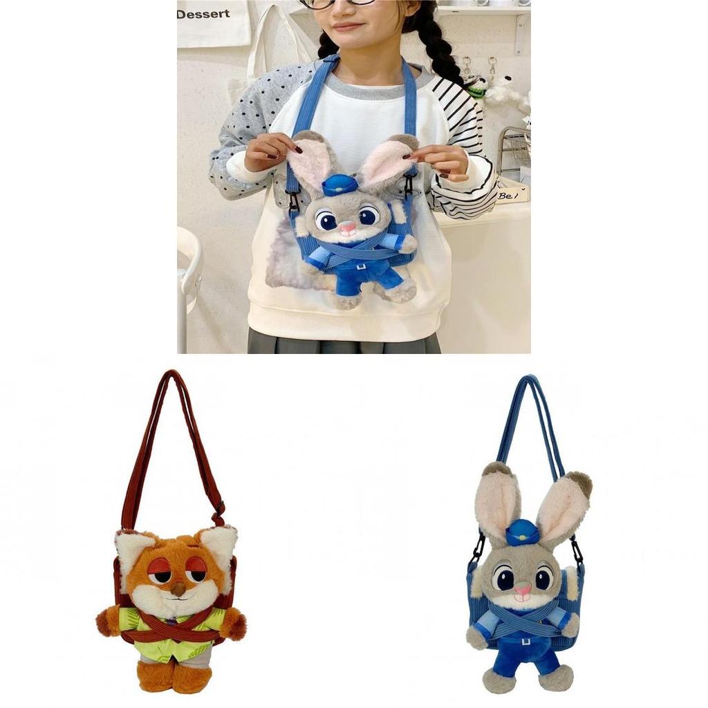 Zootopia Judy Hopps Nick Wilde Cartoon Plush Shoulder Bag For Girls With Adjustable Strap And Storage Space