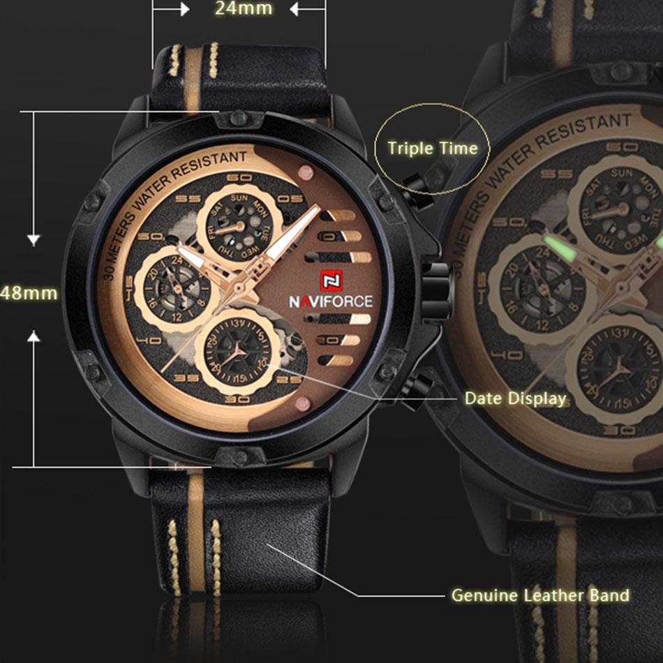 Мужские стильные кварцевые часы с кожаным ремешком