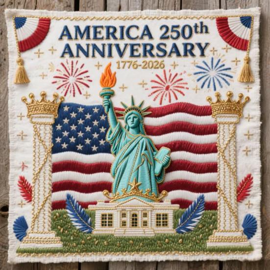 US 250th Anniversary Cross Stitch Kit DIY Needlepoint Starter Patriotic Commemorative Embroidery Pattern Keepsake Gift for Beginners Veterans Military