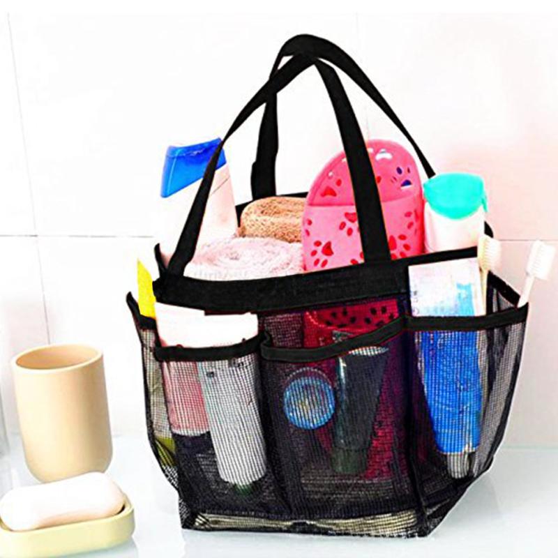 Подвесная сетчатая душевая кабина, переносная сумка-тоут для душа с 8 карманами, большая вместимость, быстросохнущий душ