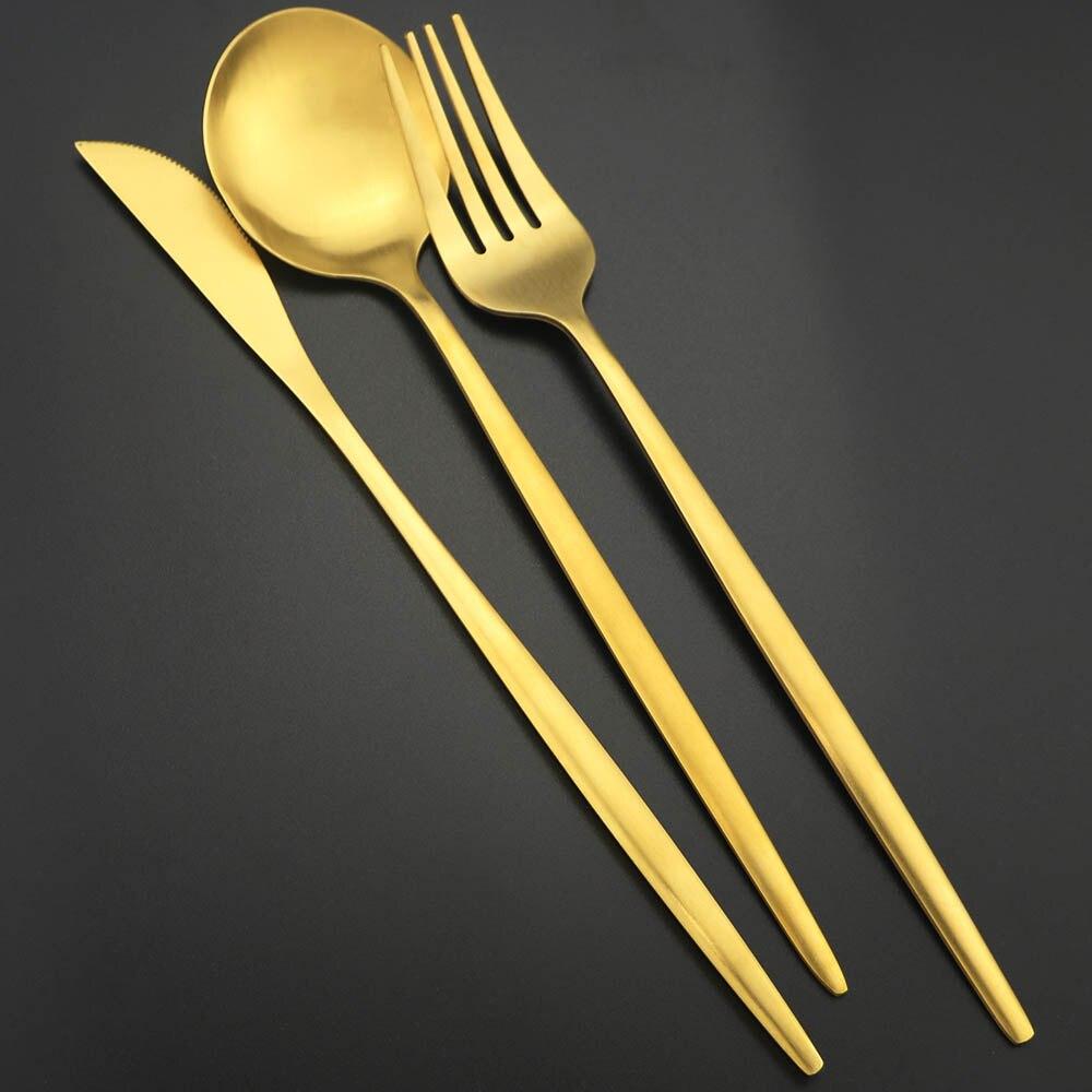 Gold Matte Cutlery 32Pcs/ Stainless Steel Dinnerware Set Cutlery Dinner Tableware Western Fork Set Dropshipping Silverware Set