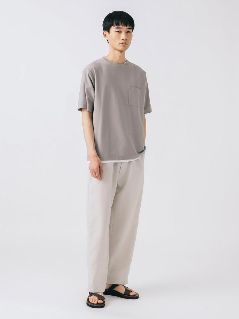 Beams Heart Men's Moisture-Wicking, Quick-Drying Ankle-Wide Easy Pants, Natural, Size S, 42230106147