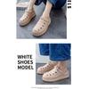 Женские сандалии New Roman Shoes Woven Thick Bottom Inner High White Shoes