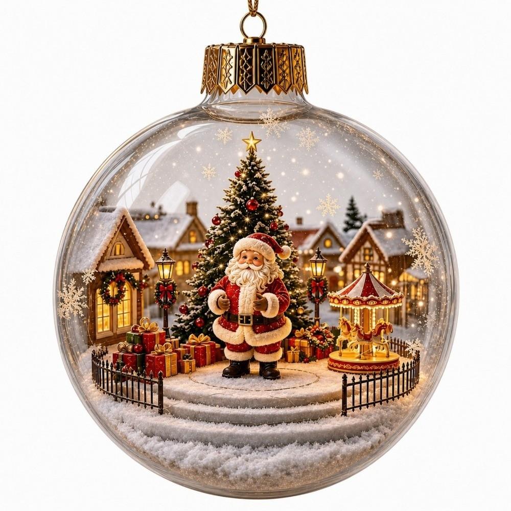 Transparent Christmas Bauble Ornament LED Lighted Hanging Christmas Decoration For Christmas Tree