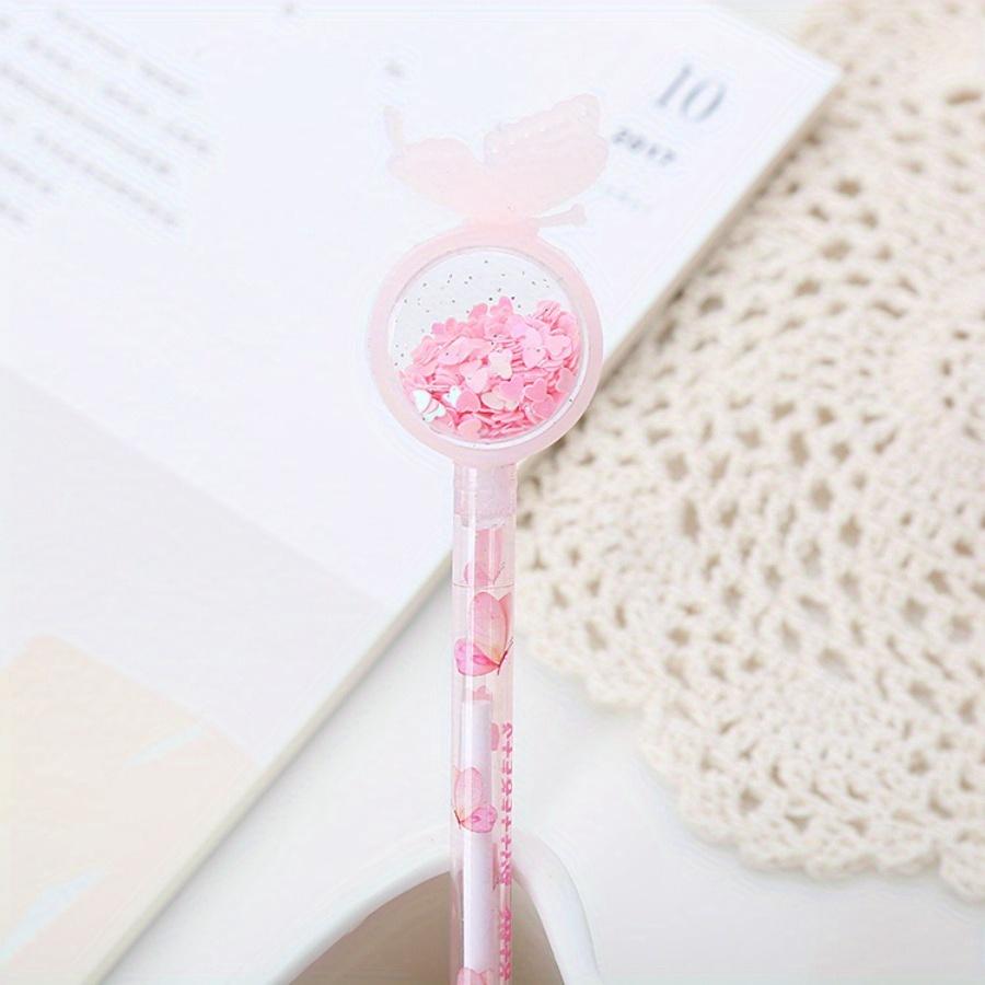 10 шт. 0,5 мм гелевая ручка Girly Heart Butterfly Sequin, симпатичная черная ручка для воды, креативная офисная канцелярская ручка для подписи