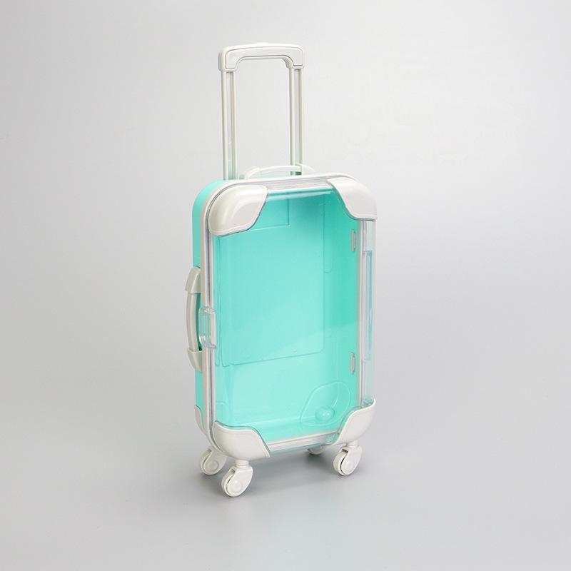 Прозрачный мини-чемоданчик-тележка для хранения косметики и ресниц