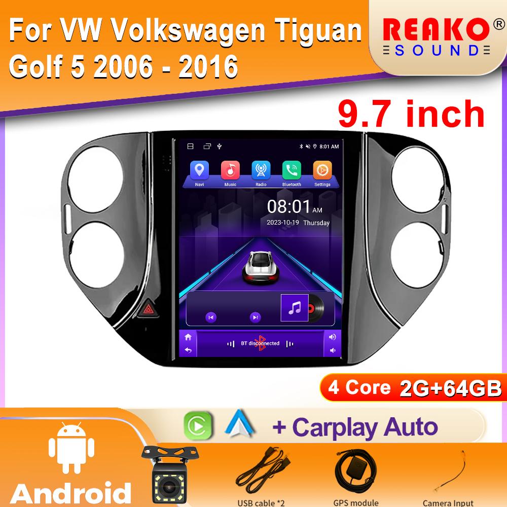 Android для VW Volkswagen Tiguan Golf 5 2006 - 2016 Мультимедийный радиоплеер Carplay Авто Стерео Для Tesla Style Головное Устройство DVD