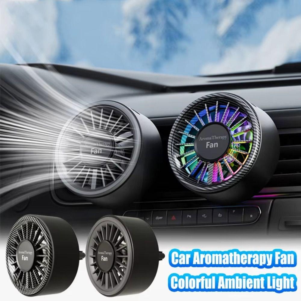Type C Charging Car Aroma Therapy Fan Colorful Ambient Light Air Outlet Fan  For Car Air Freshener
