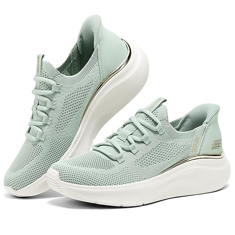Skechers Bobs Sport Flash Step Обувь Удобная Спортивная Низкая Повседневная Обувь Женская кроссовка Мятно-Зеленая 117617-SAGE