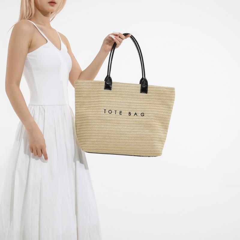 2025 Fashion Casual New PU & Straw Woven Tote Bags Solid Large Capacity Popularity Exquisite Hot Trendy Shoulder Bags for Women