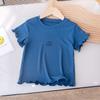 Футболка с оборками для девочек в корейском стиле, летний универсальный однотонный летний модный топ