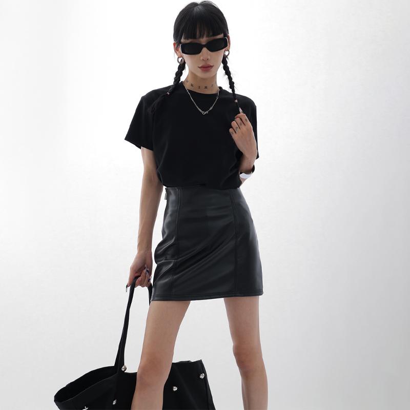 Черная мини-юбка из искусственной кожи, женская боковая молния с высокой талией, сексуальная посылка, хип-юбка Y2K, уличная мода