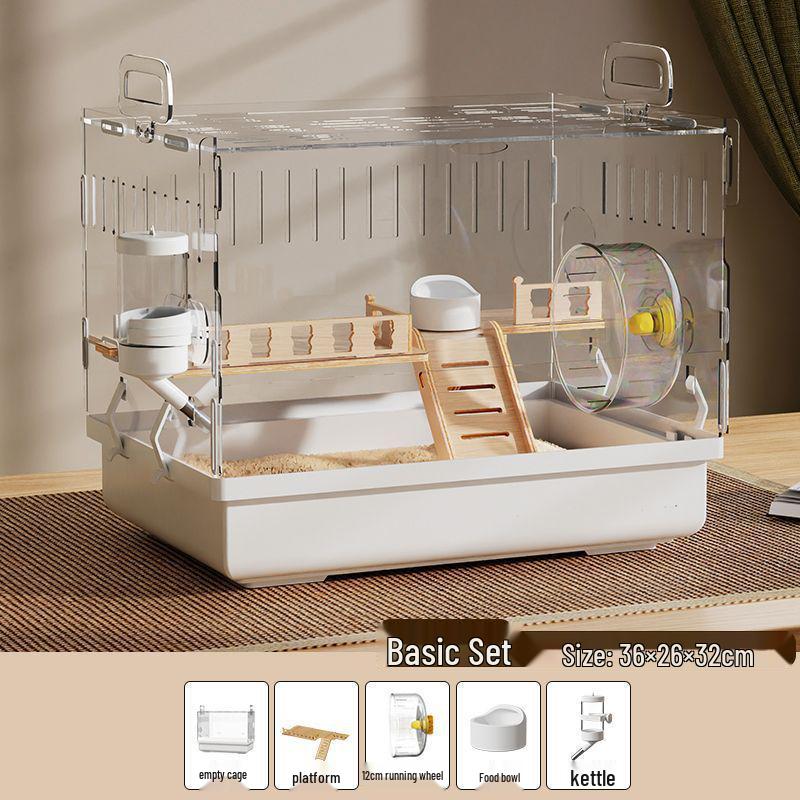 Роскошная акриловая клетка для хомяка: Большая, прозрачная, вилла с защитой от укусов для золотистых хомяков