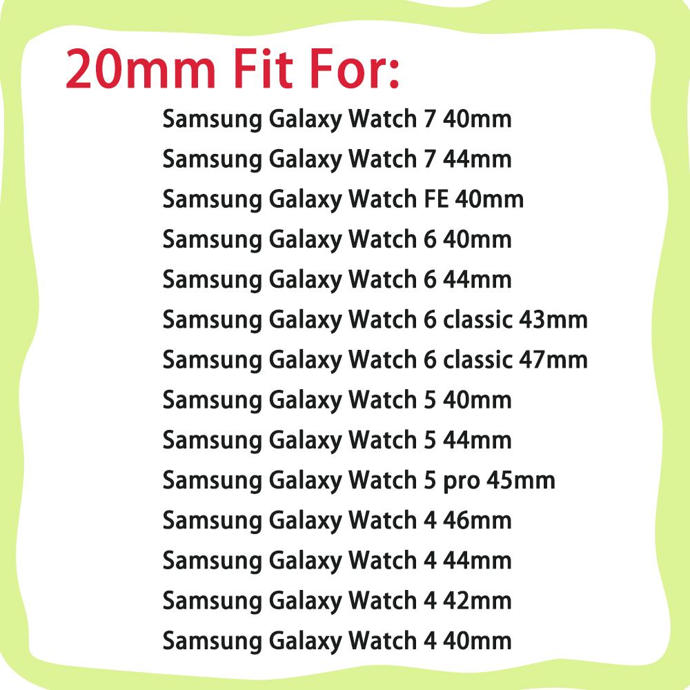 Универсальный ремешок 20 мм для Samsung Galaxy 7 6 5 4 40 44 мм Ремешок Гравировка Печать Силиконовый браслет для Galaxy FE 7 6 5 4 40 мм Ремешок