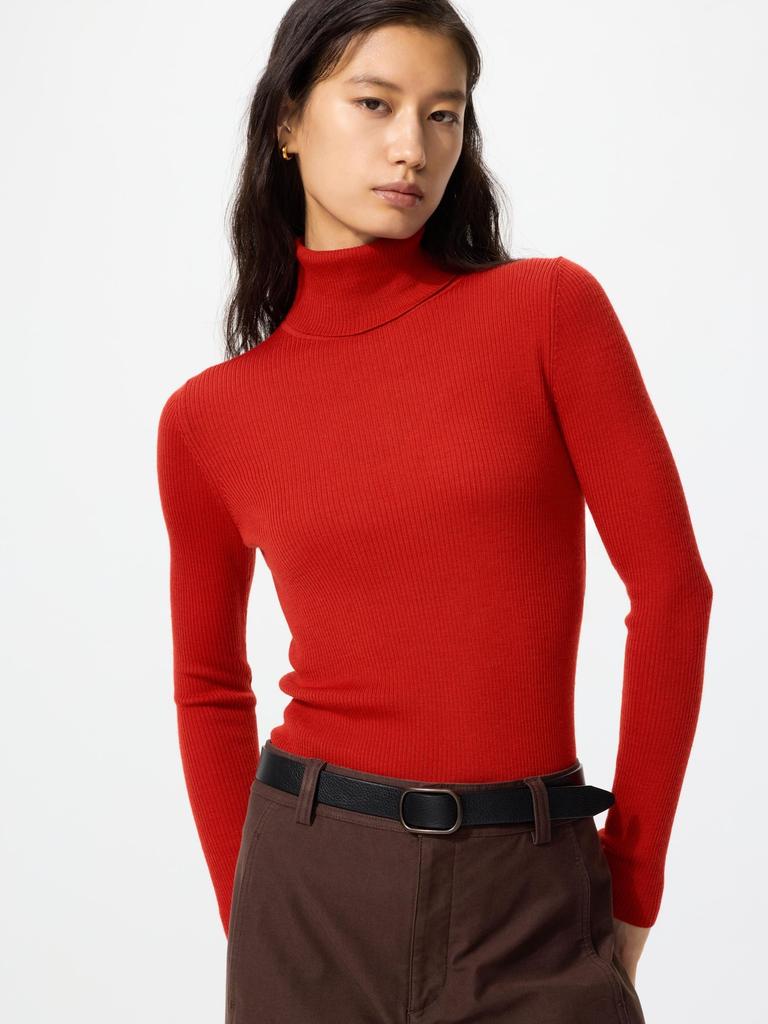 Uniqlo Свитер с воротником-стойкой из мериносовой шерсти