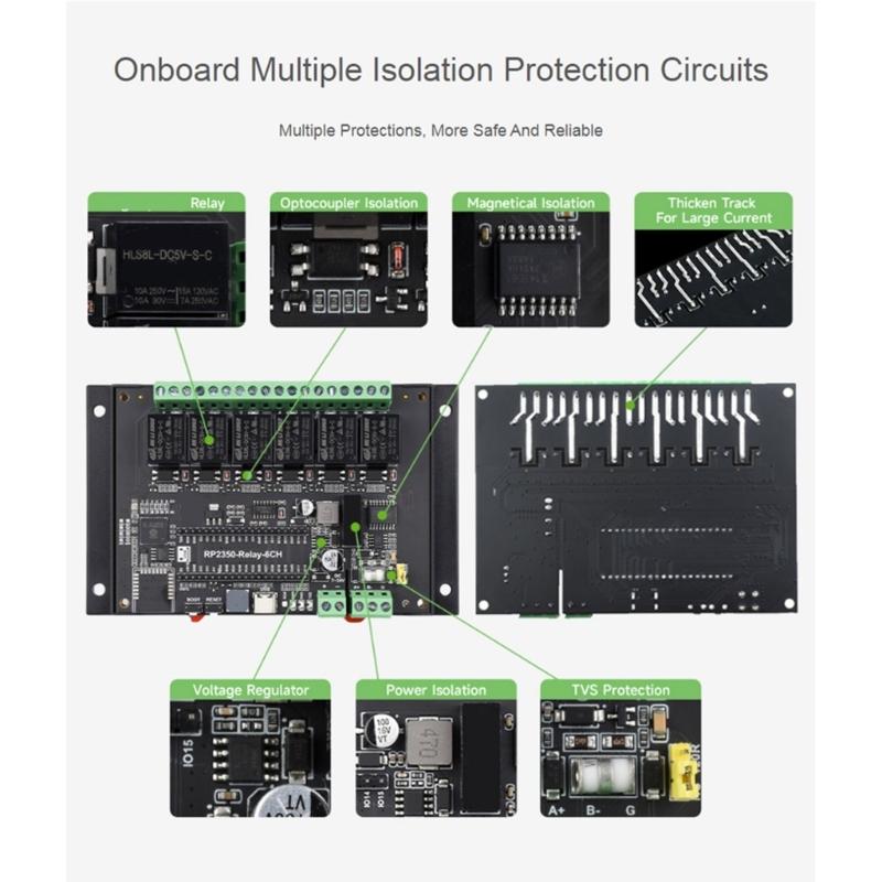 Rail Mount ABS Housing 6 Channel Relays Module Control Onboard for RS485 Interfaces Type C Port Industrial Module