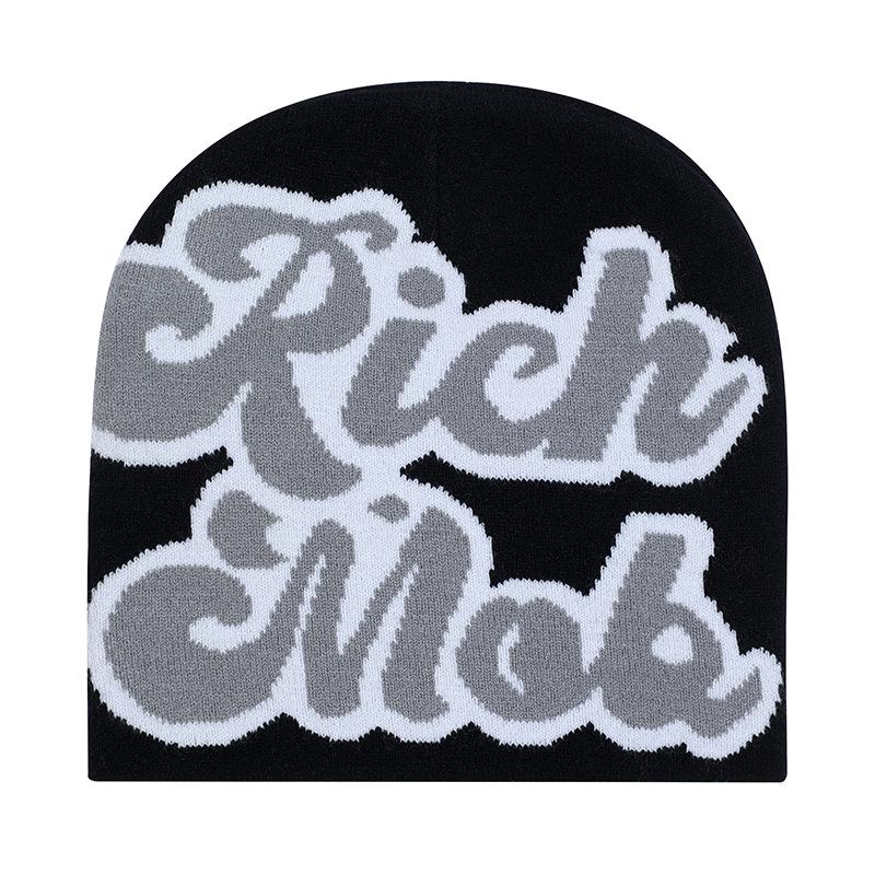 Knitted Jacquard Letter Beanies for Autumn & Winter - Warm Hip Hop Wool Hats In Stock