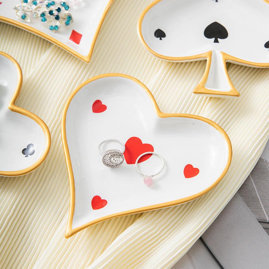 Поднос для мелочей Queen-b с дизайном игральных карт, милый и стильный для аксессуаров, хранения, ювелирных изделий, ключей, прихожей, ванной комнаты (Дизайн Пики)