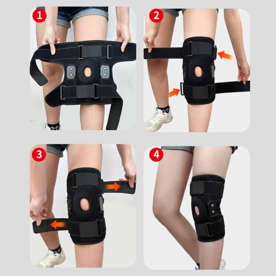1 шт. наколенник на шарнирах для женщин и мужчин, регулируемый, с открытой коленной чашечкой, для облегчения боли в суставах при артрите и разрыве мениска, поддержка колена с двойными металлическими боковыми стабилизаторами