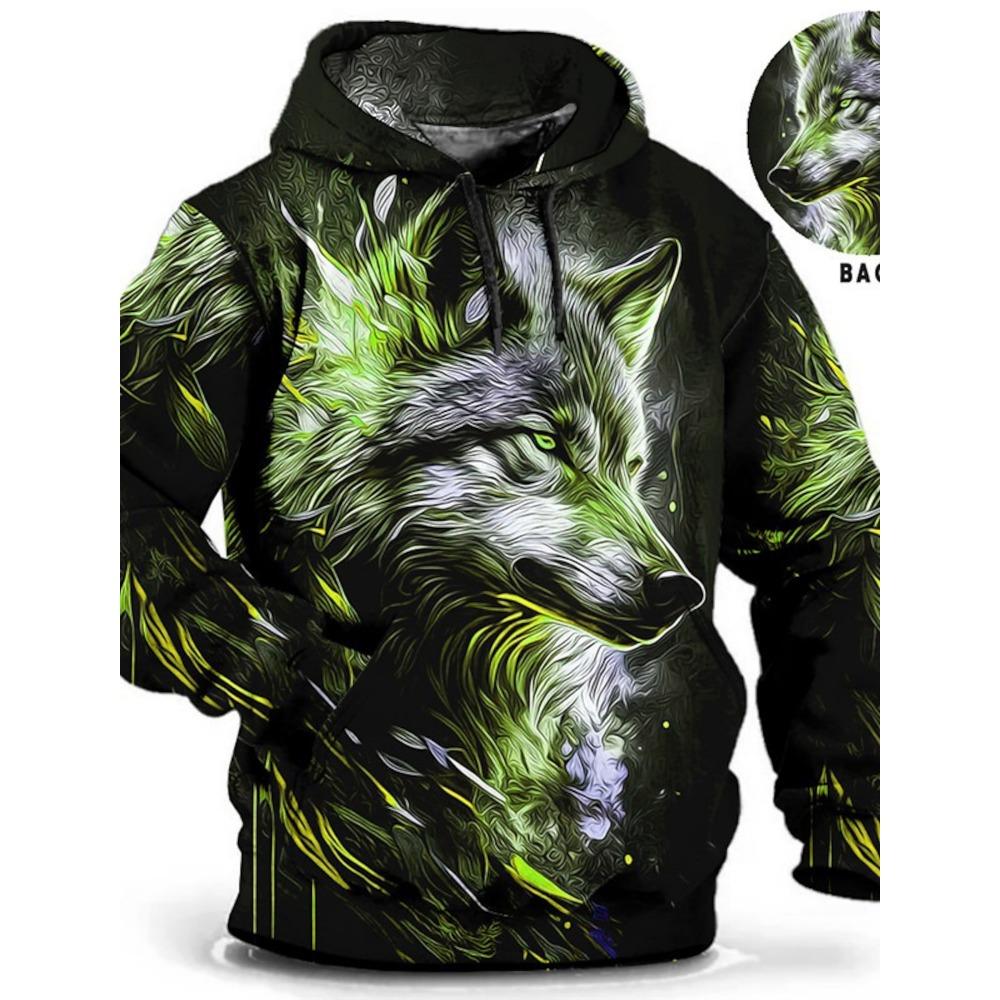Men's Unisex Hoodie Fashion Pullover Hoodie Sweatshirt Hooded Animal Wolf Lion Dragon Tiger Print Daily 3D Print Casual Hoodies