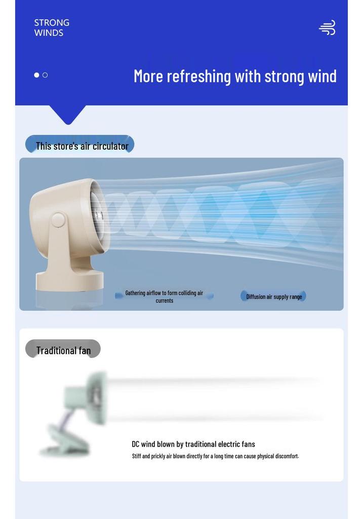 USB Desktop Mini Fan with Night Light & Long Battery Life - Ideal for Students & Outdoor Use