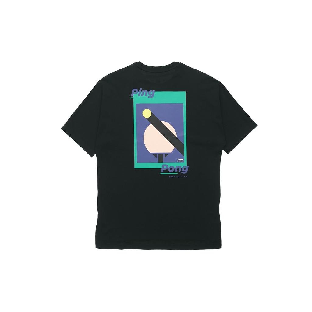 Li-Ning Paris Fashion Week Printed Oversized Short Sleeve T-Shirt Men Tops Black AHSQ273-2