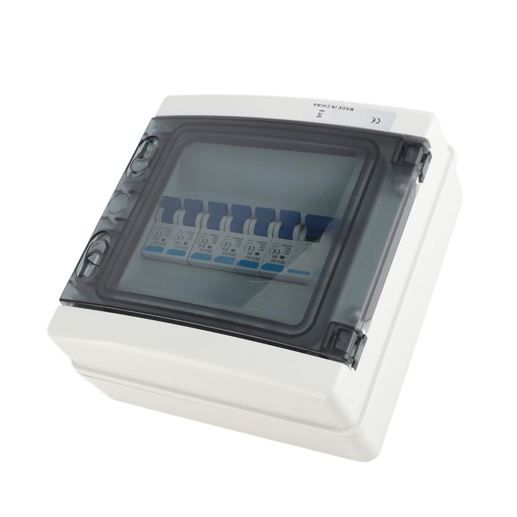 Waterproof Distribution Box 6 MCB(2xB6A+2xB16A+2xB32A) + Main Switch 100A 6 Way Style