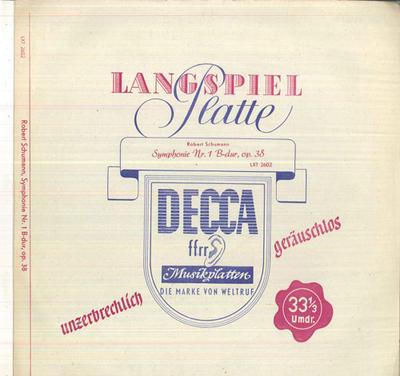 Виниловая пластинка ERNEST ANSERMET, L ORCHESTRE DE LA - Schumann Симфония №1 Си-бемоль мажор, Op38 LXT2602 DECCA Германия Классика Б/у