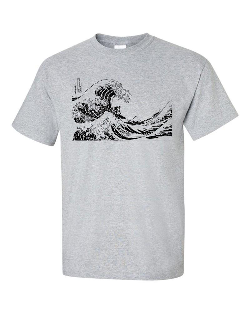 Surfing The Great Wave off Kanagawa Mono Hokusai Fine Art Surfer gift TShirt
