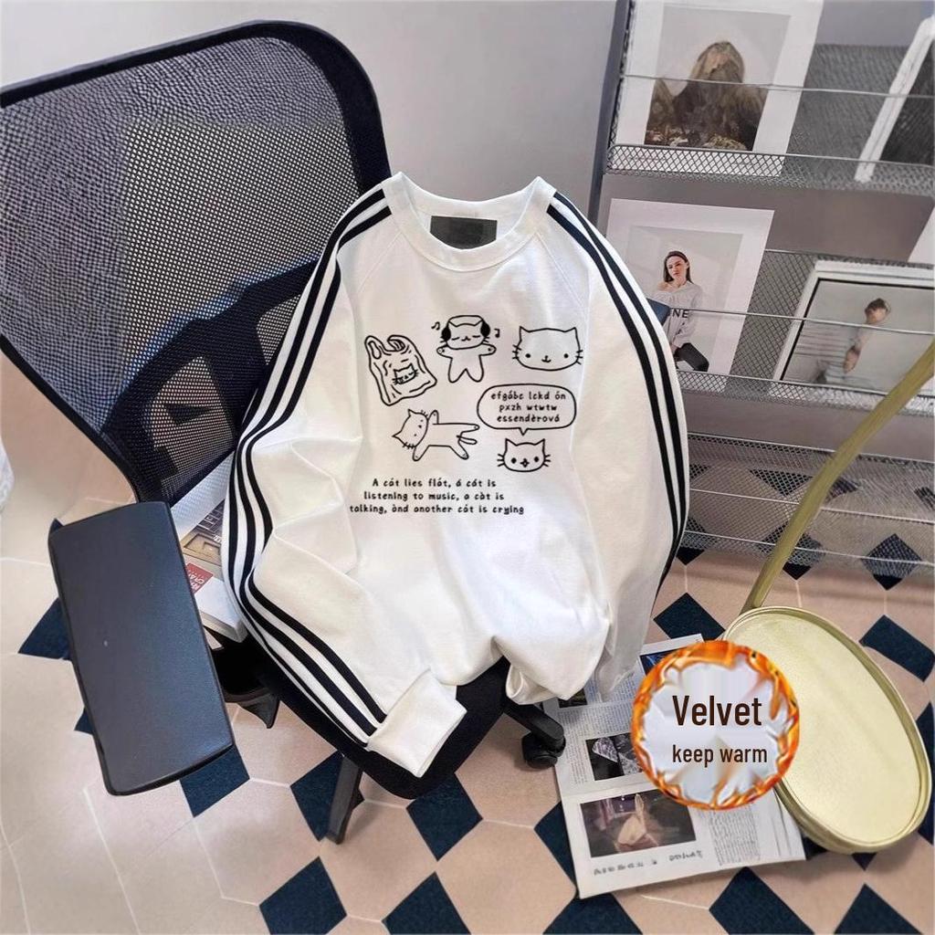 Худи в американском стиле, плотное: Принт Lazy Vibe, Флисовый свитшот свободного кроя для пары, для носки осенью и зимой.