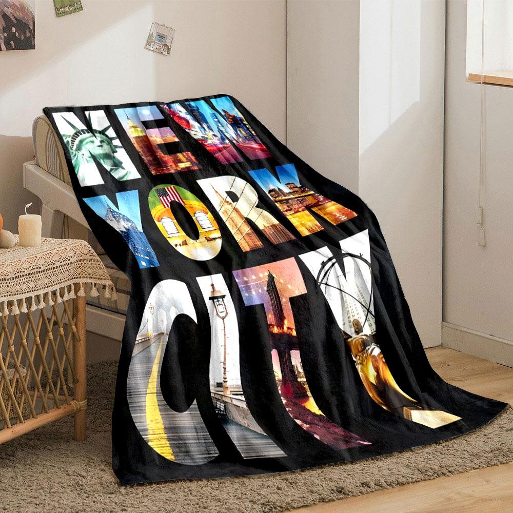 New York City Landmark Print Blanket bedroom Blanket for Livingroom Couch lunch break Soft throw for Friend's festival Gift