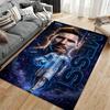 Soccer Star Area Rug, Lionel Messi Argentina 10 Cyber Neon Print, Football Fan Living Room Decor, Non-Slip Floor Mat