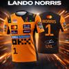 Футболка Lando Norris Racing Orange с дизайном 'Пилот №1', мужская, летняя, спортивная, повседневная, дышащая, удобная