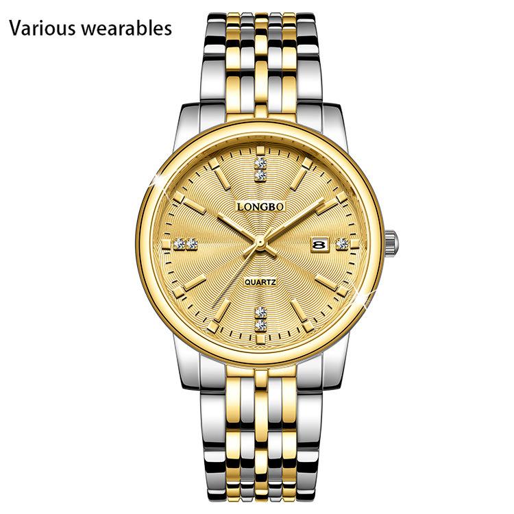 Часы Lovers Watch Calendar Водонепроницаемые часы со стальным ремешком для мужчин и женщин