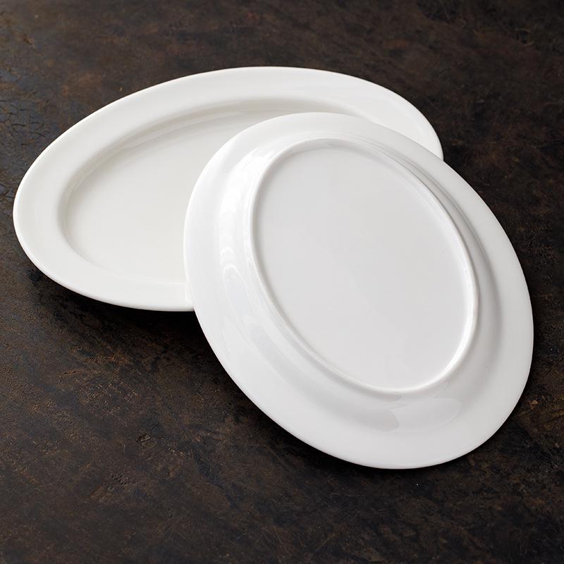 Белая фарфоровая овальная тарелка 9,4 дюйма для морепродуктов, рыбы или сухофруктов