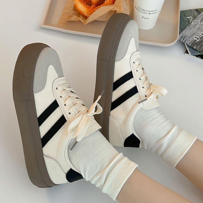 Туфли Dexun на платформе 2024 весна новые ретро универсальные повседневные кеды спортивные маленькие белые туфли