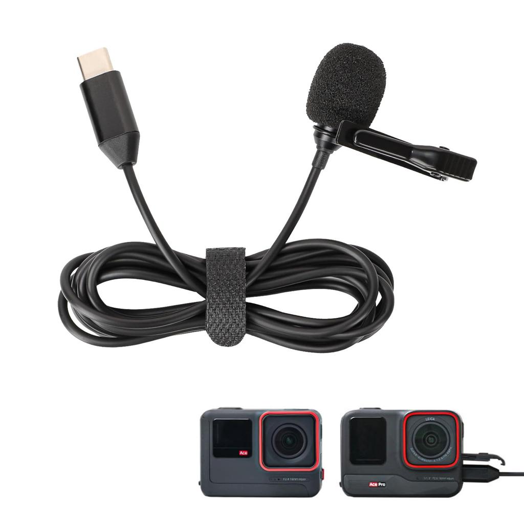 UKATOF Insta360 Ace Neck Clip Microphone for Insta 360 Ace Recording Type C Interface Pro2/Ace Pro/Ace