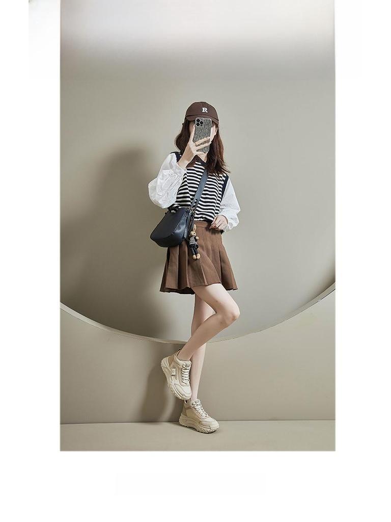 Корейские высокие туфли для пап на толстой подошве INS: Весна 2025 Новые студенческие беговые и увеличивающие рост спортивные кроссовки Q036