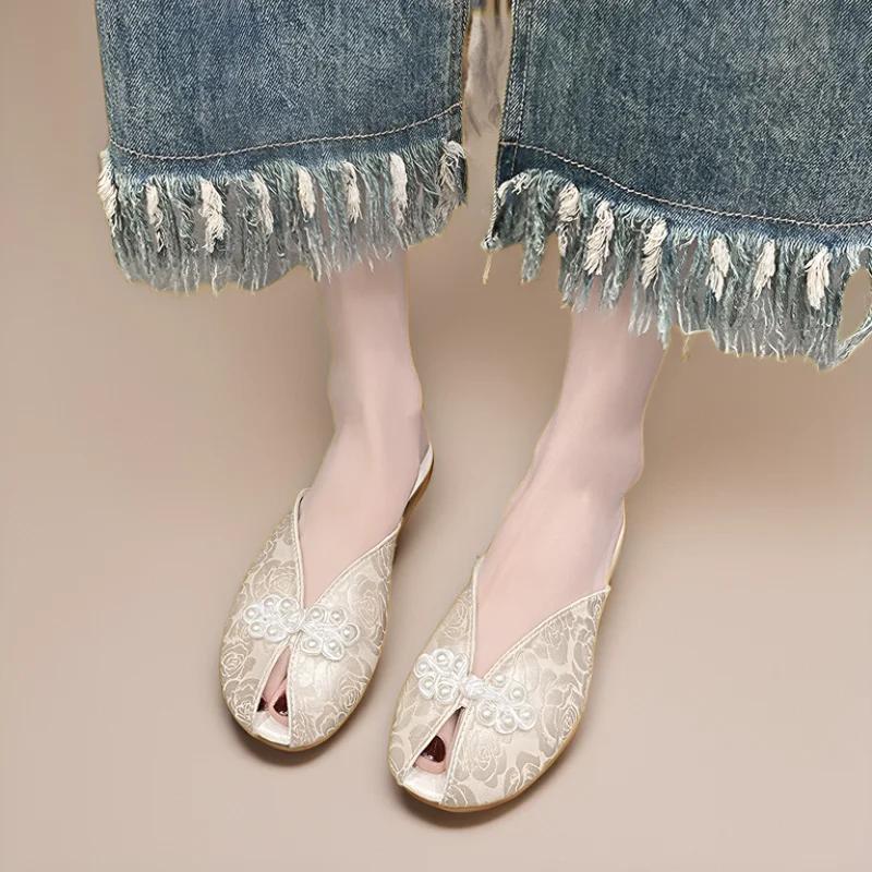 Модная женская обувь 2024 года, горячая распродажа, закрытый носок, женские тапочки, весна-осень, принт, подошва Solft, легкие, повседневные, удобные, плоские тапочки