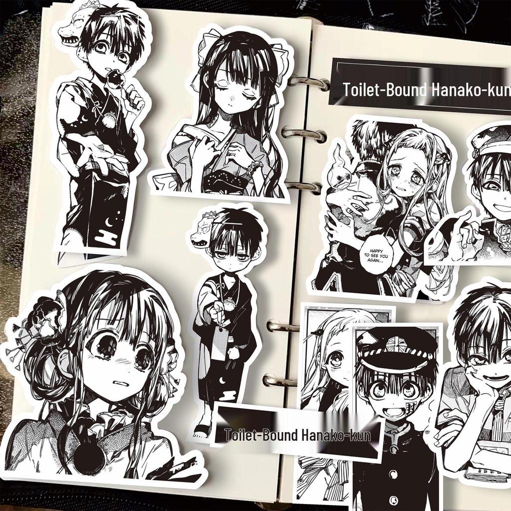 Аниме стикеры и мерч Jibaku Shonen Hanako-kun: Дневник Ясиро Нэнэ, Блокнот, Чехол для телефона - Коллаж в черно-белых тонах