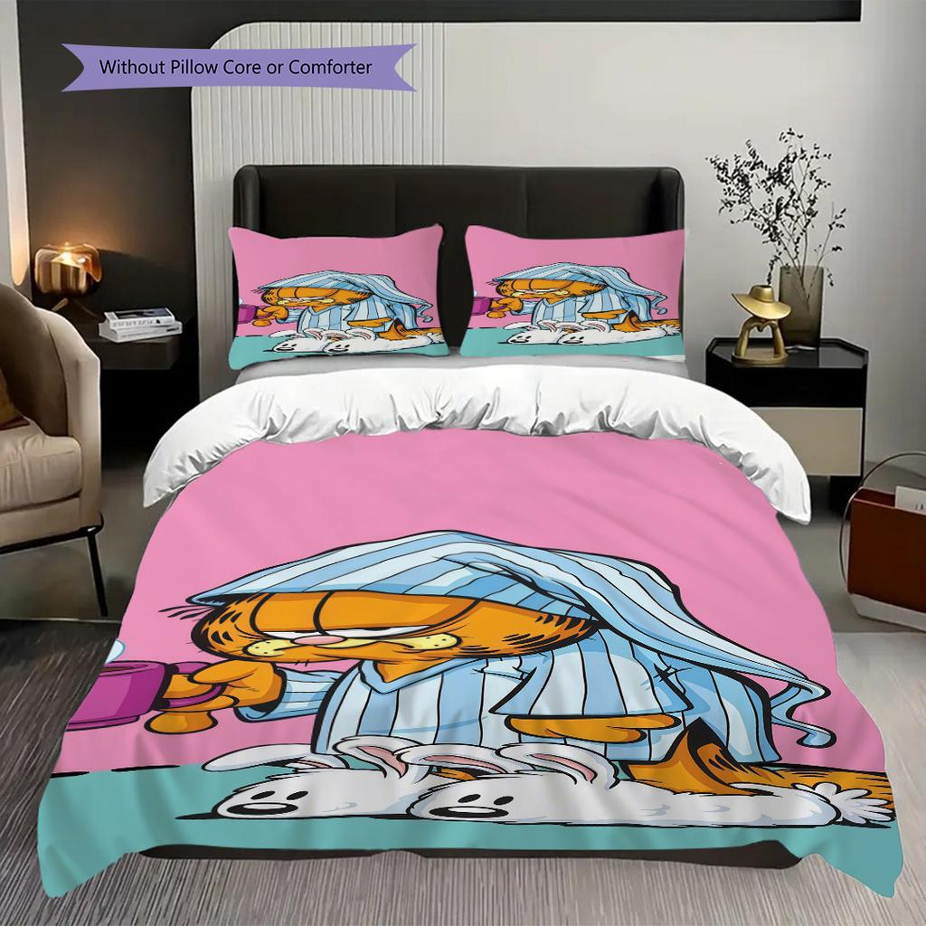 Garfield Comforter Set Cozy Cute Cartoon Threepiece Set 1 Duvet Cover 2 Pillowcase Without Core Soft And Comfortable