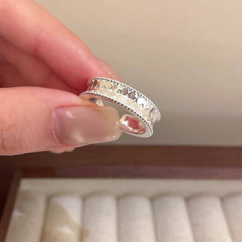 Korean Version Plain Ring Irregular 925 Sterling Silver Versatile Ring Women's Niche Ins Style Design Non-fading Combination Ring