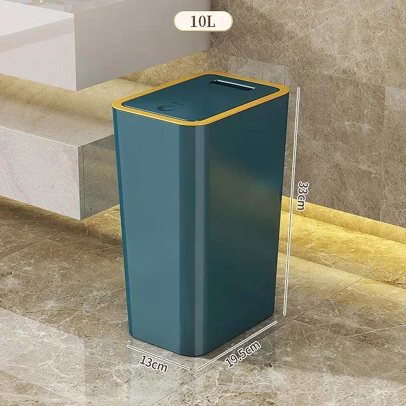 Мусорное ведро для ванной комнаты 10 12 л Мусорное ведро с крышкой-нажимкой для туалета, спальни, гостиной – Пластиковое мусорное ведро с выдвижной крышкой