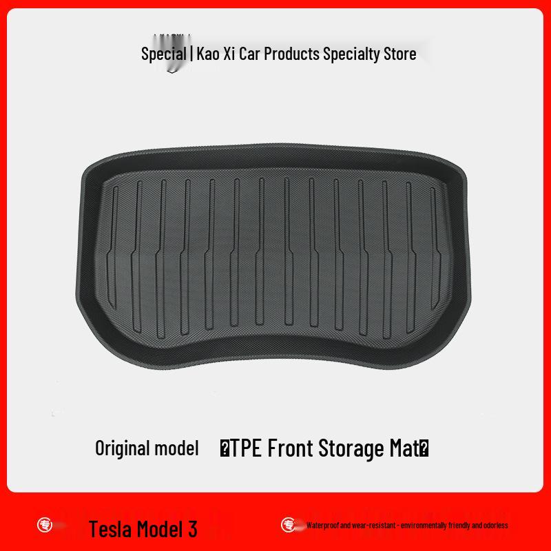 Tesla Model 3 Trunk & Frunk All-Weather Mat Set - Non-Slip, Wear-Resistant, Eco-Friendly.